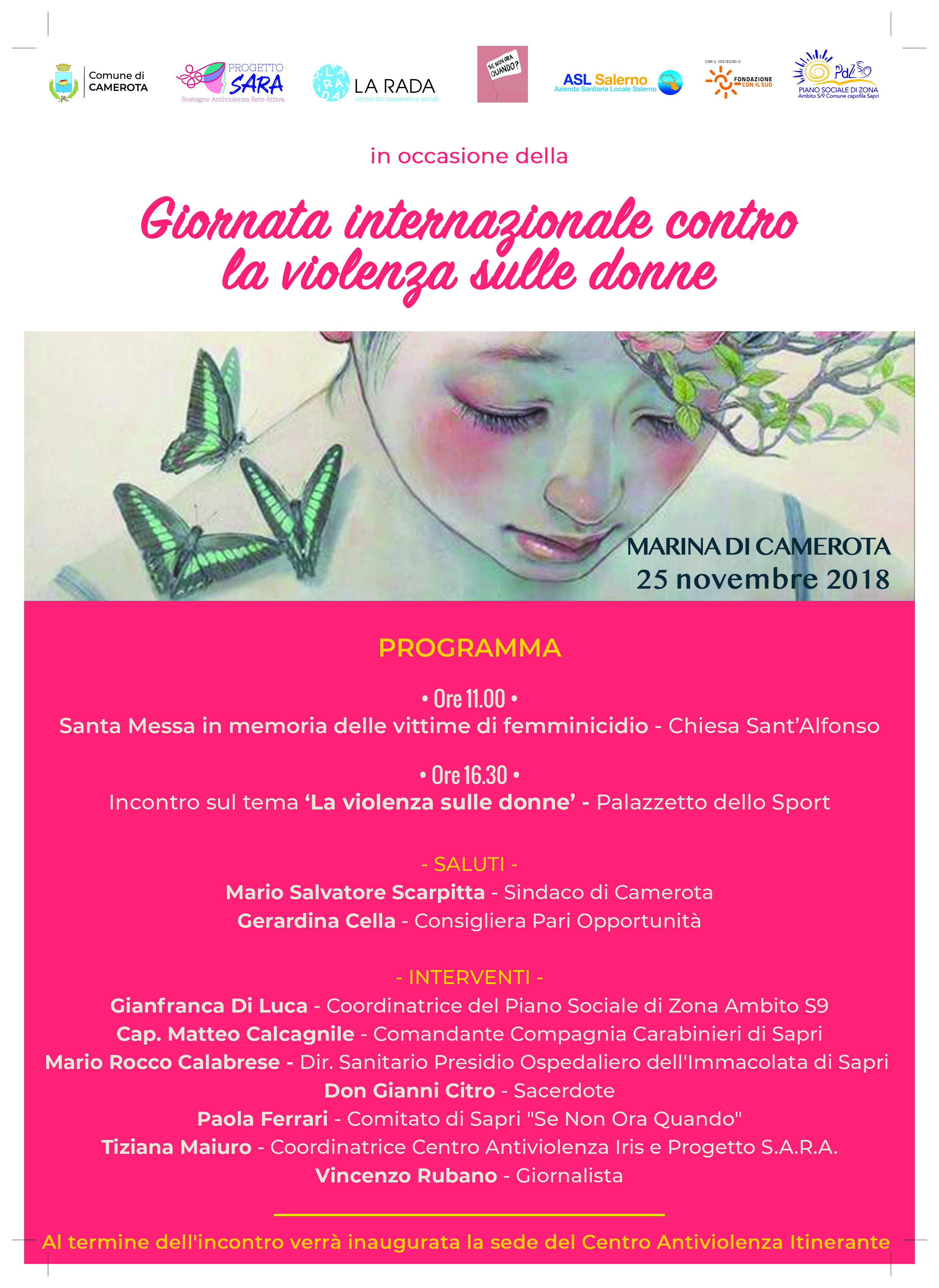 Camerota-Giornata internazionale contro la violenza sulle donne