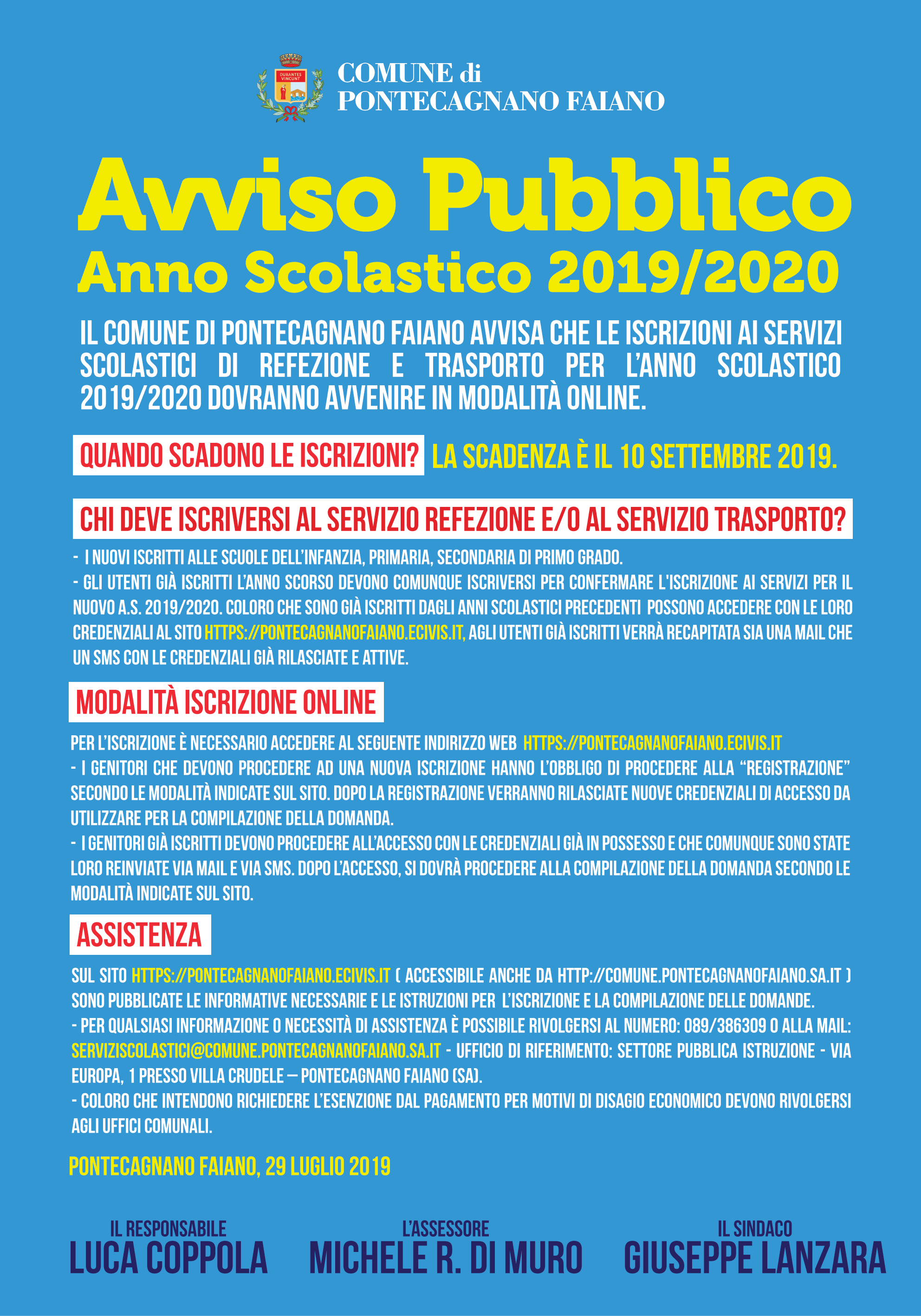Pontecagnano-iscrizioni scuola 2019-20