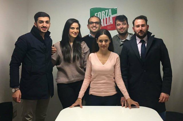 Adriana Volzone con i coordinatori cittadini Forza Italia Giovani