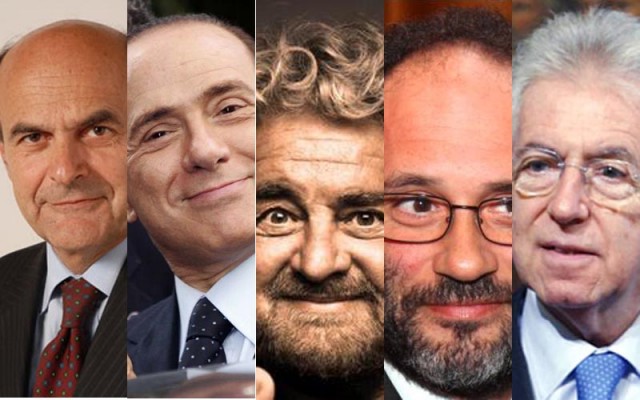 Bersani-Berlusconi-Grillo-Ingroia-Monti
