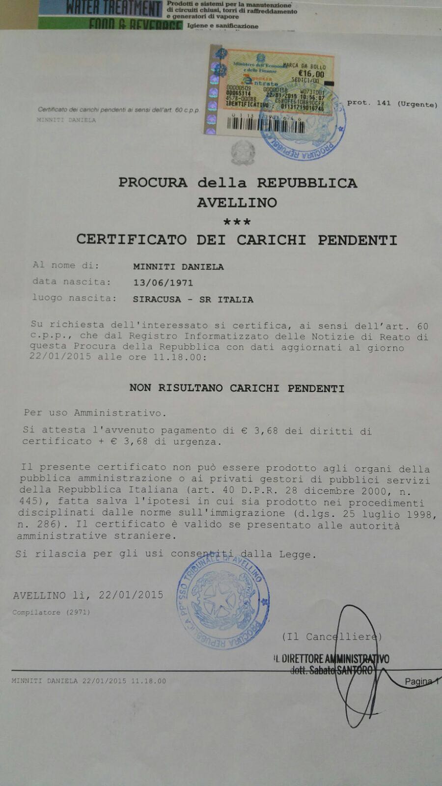 Certificato carichi pendenti 