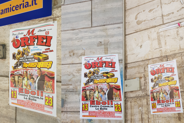 Eboli-Circo Orfei-affissioni abusive