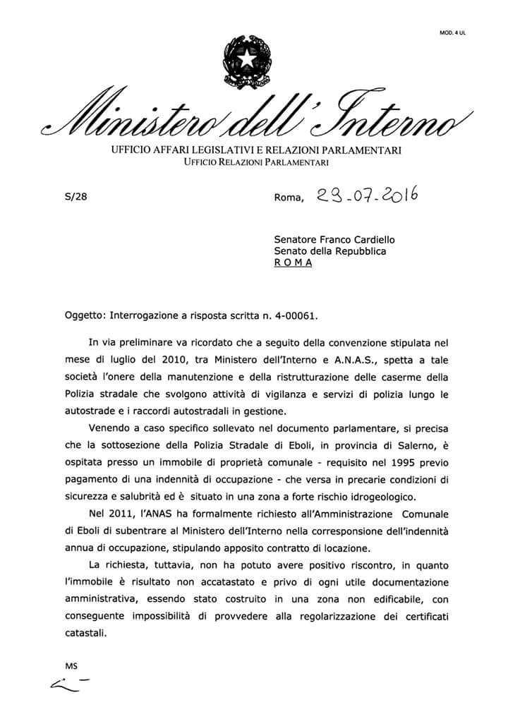 Polstrada Eboli-risposta Ministro Alfano-0