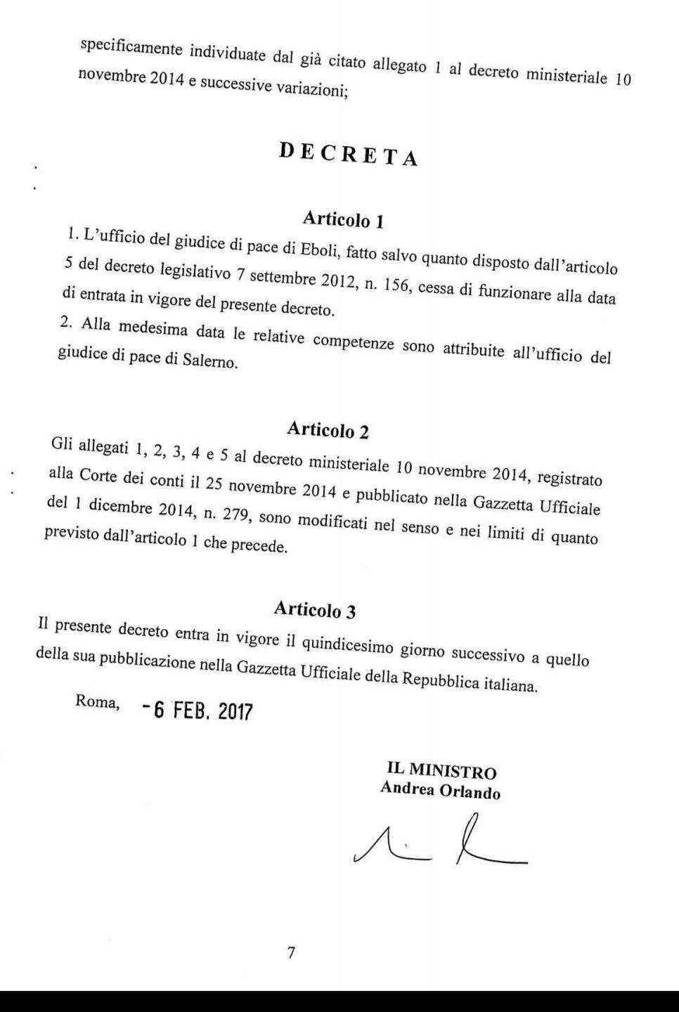 Decreto Ministro giustizia eboli1