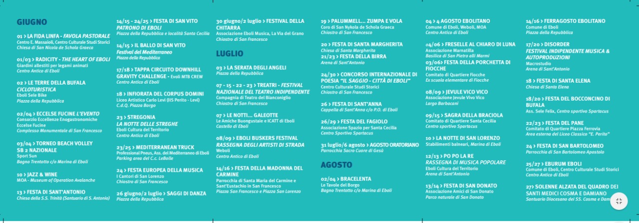 Eboli Estate 2017-programma