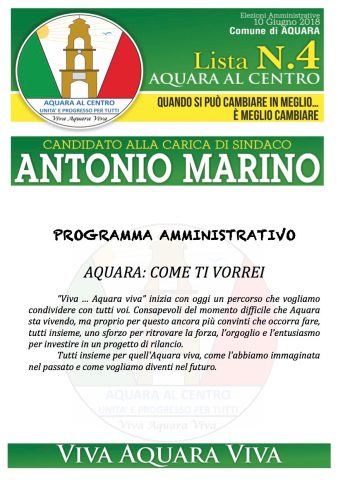 programma politico di Antonio Marino Candidato Sindaco Aquara