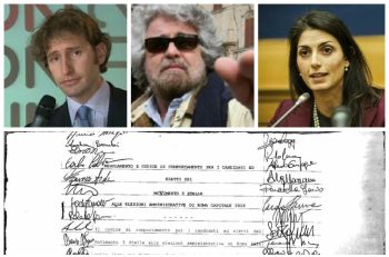 Davide Casaleggio-Beppe Grillo-Virginia Raggi-contratto m5s