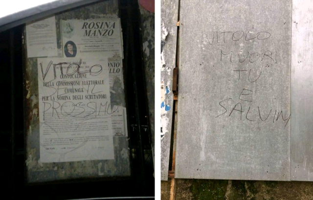 Scritte minacciose contro il leghista Vitolo