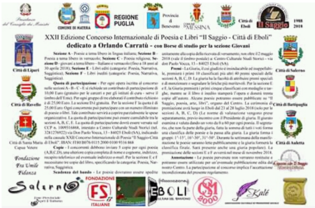 XII Premio Internazionale di Poesia il Saggio Città di Eboli