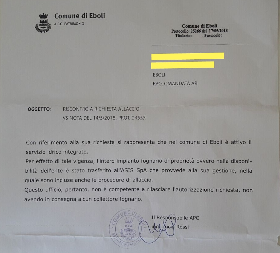 Lettera Comune di Eboli