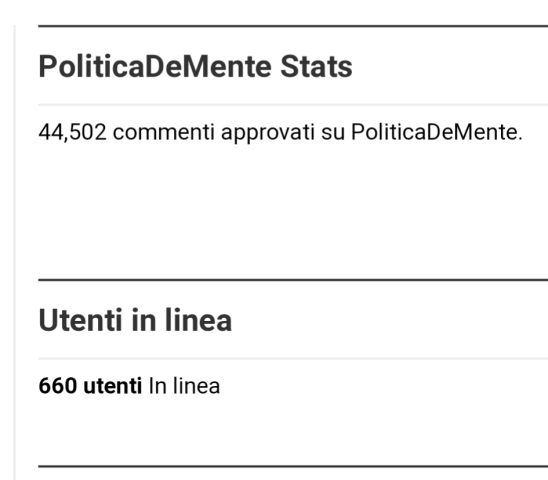 Commenti approvati e utenti in linea