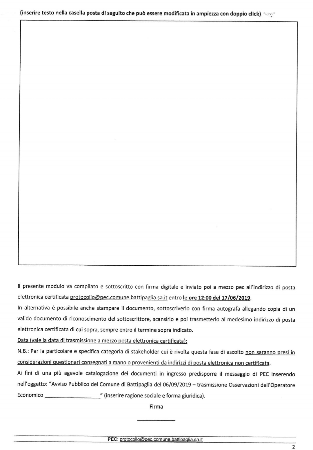 Modulo manifestazione osservazioni Variante ASI-3