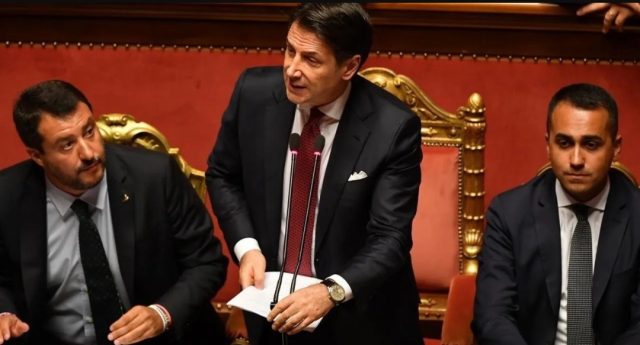Salvini-Conte-Di Maio-Senato-Sfiducia
