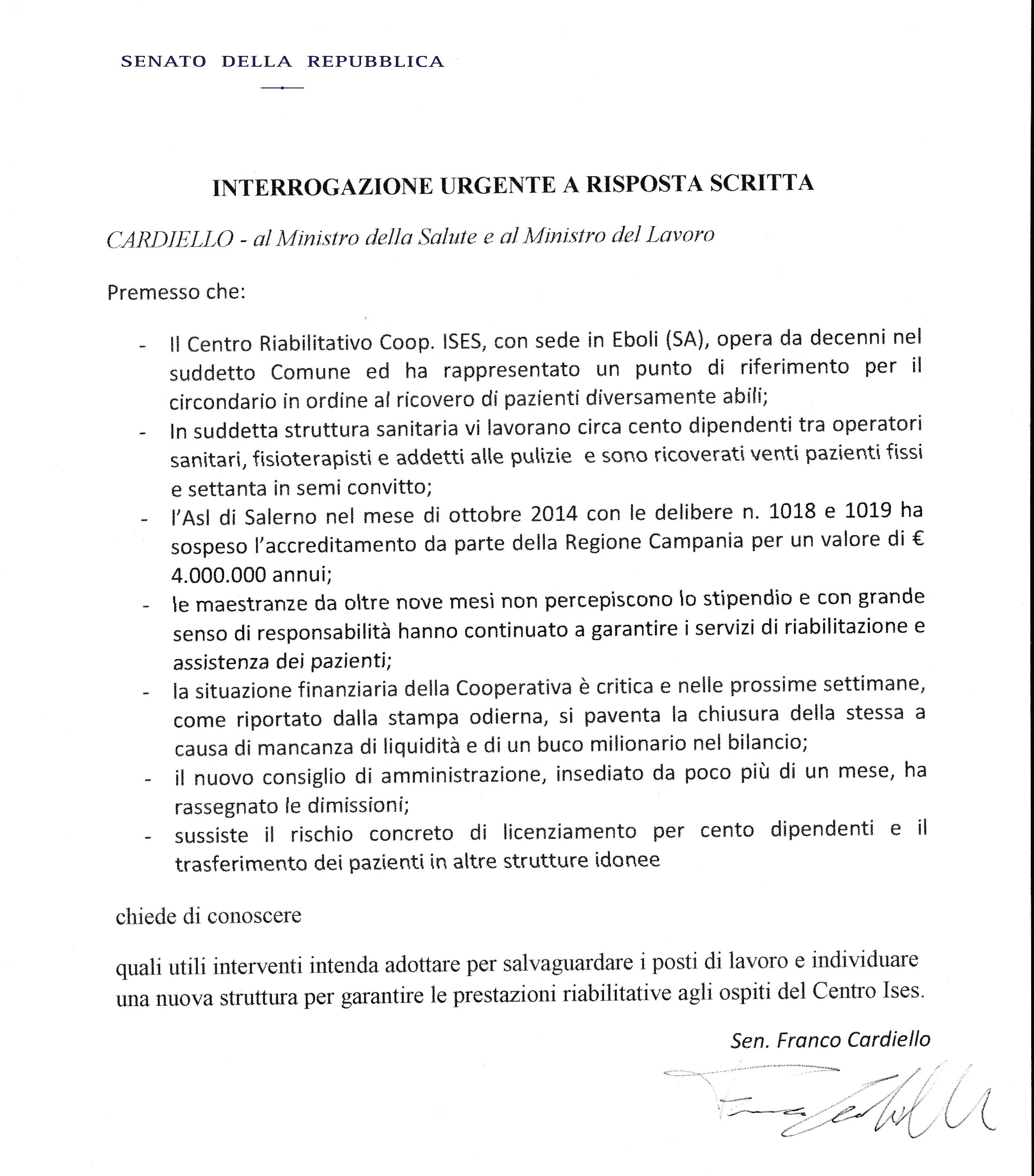 Interrogazione ISES Cardiello