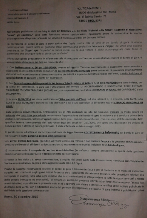 Lettera Commissaria Vincenza Filippi-1