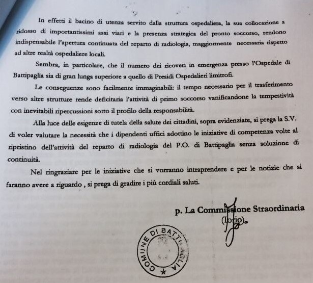 Lettera commissario Iorio 2