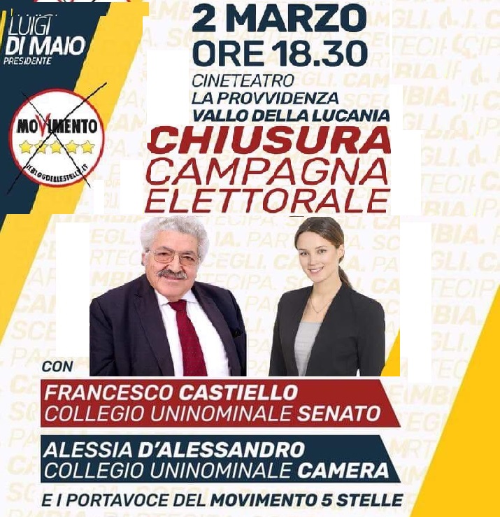 M5S-Chiusura campagna elettorale Vallo della Lucania