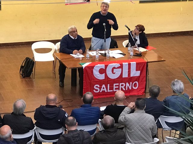 Maurizio Landini-CGIL-manifestazione-Battipaglia