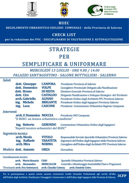 Programma-convegno sulla semplificazione urbanistica