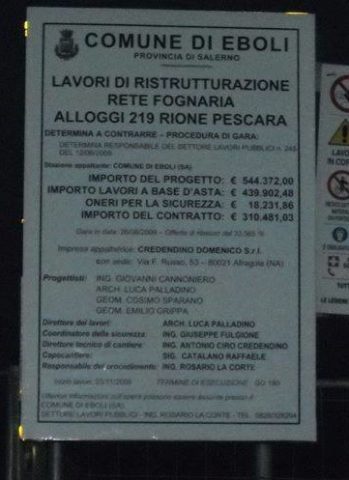 Quartiere Pescara-cartello lavori rete fognaria