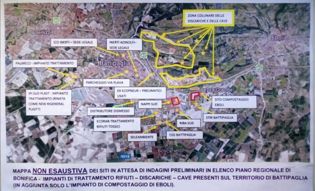 Mappa dei rifiuti a Battipaglia