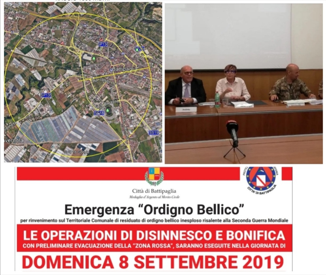 disinnesco-Bomba-Battipaglia-Prefetto-Sindaco-Genio Militare-Zona Rossa