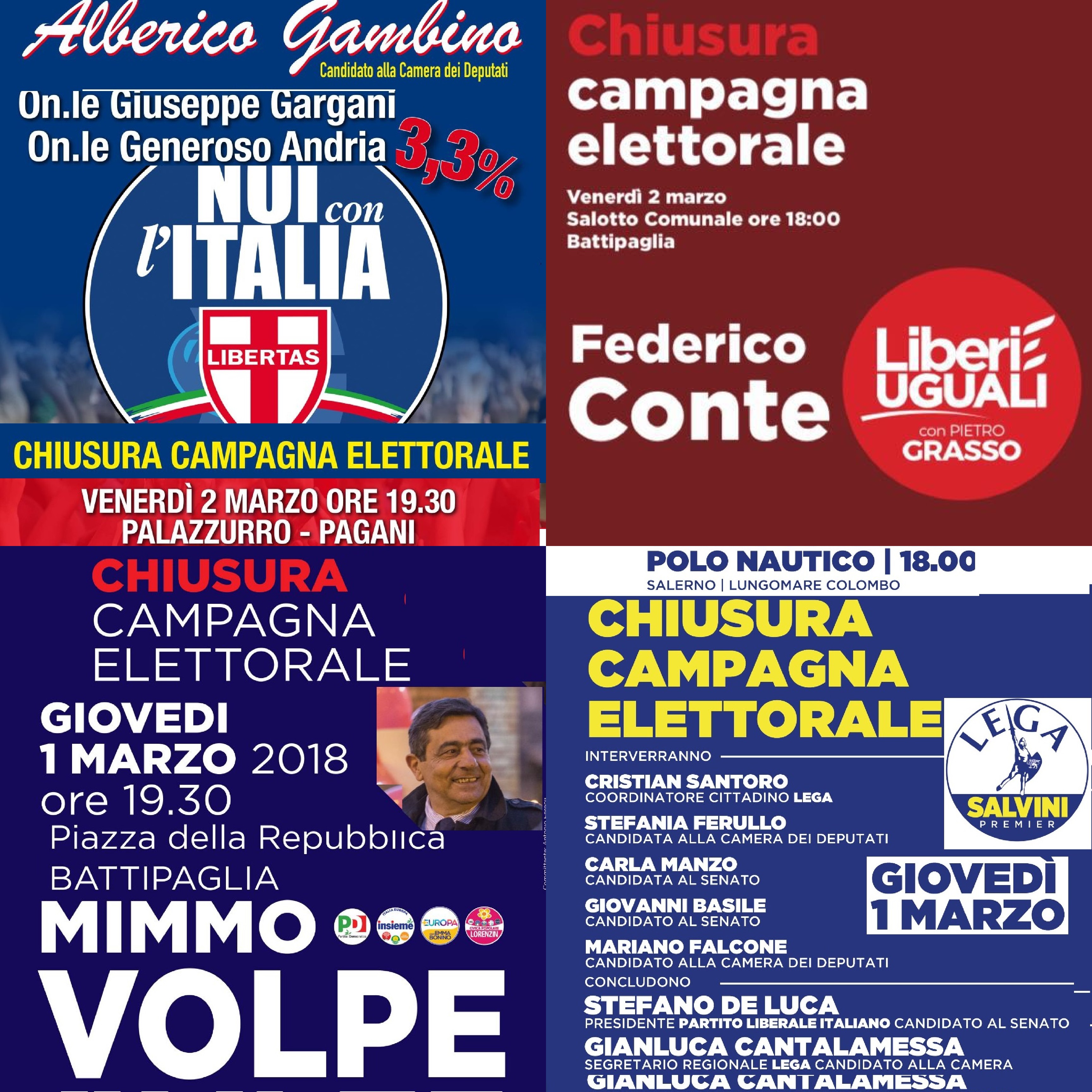 Chiusura campagna elettorale-Gambino-Conte-Volpe-Lega