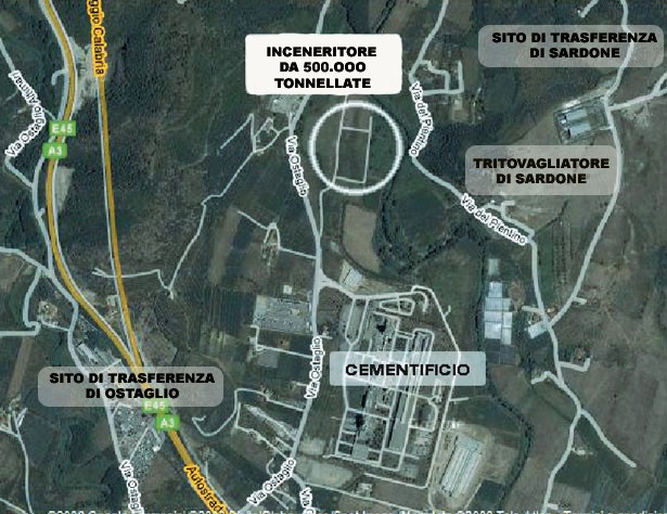 ubicazione inceneritore (fonte Isea Onlus)